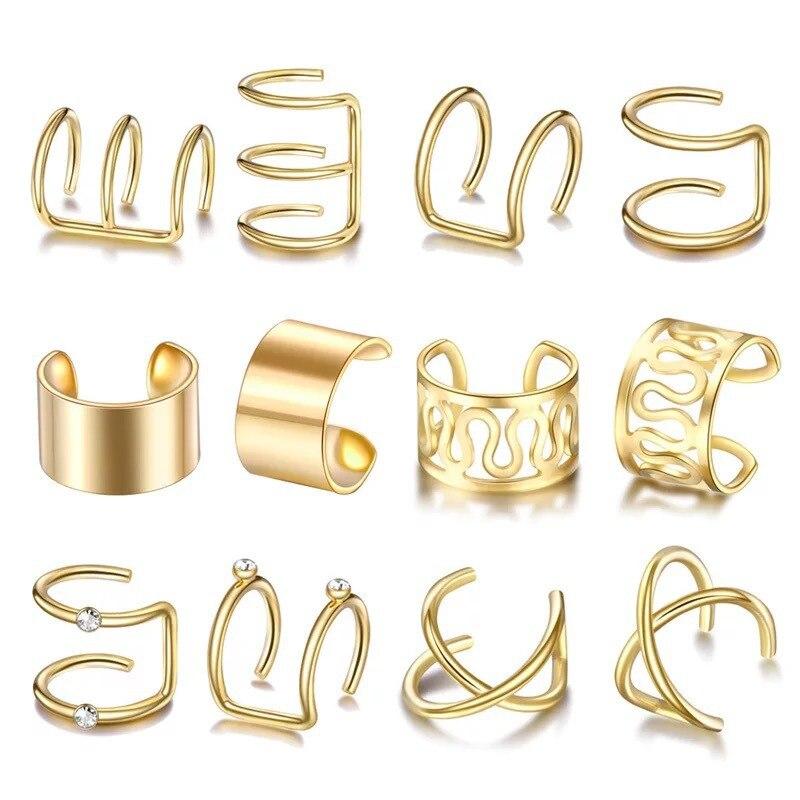 1/12pcs Metal Hair Rings Beads Cuffs Tube Charms Dreadlock Dread Hair Braid Non-Piercing Ear Clip Beard Jewelry Hair Accessories