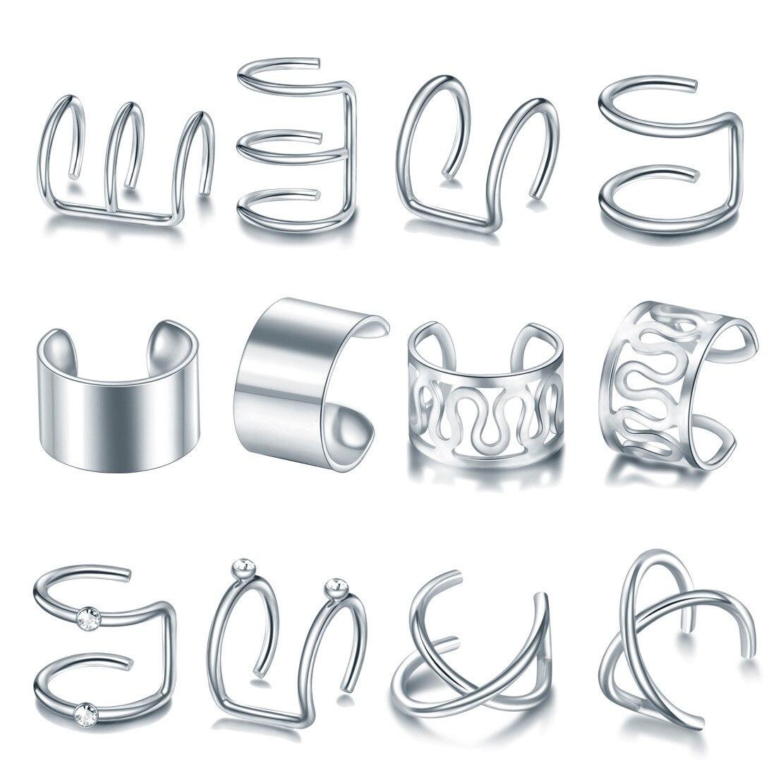 1/12pcs Metal Hair Rings Beads Cuffs Tube Charms Dreadlock Dread Hair Braid Non-Piercing Ear Clip Beard Jewelry Hair Accessories