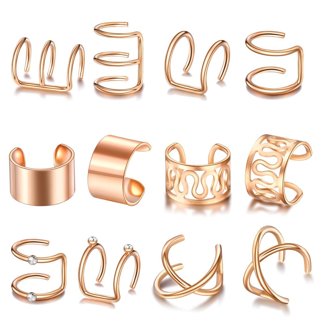 1/12pcs Metal Hair Rings Beads Cuffs Tube Charms Dreadlock Dread Hair Braid Non-Piercing Ear Clip Beard Jewelry Hair Accessories