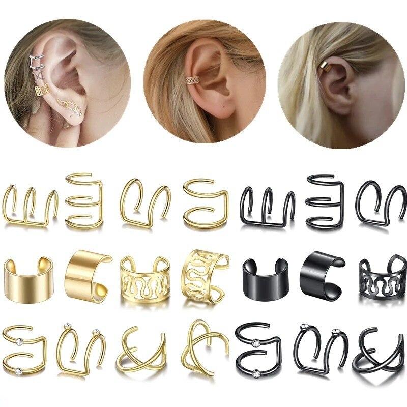 1/12pcs Metal Hair Rings Beads Cuffs Tube Charms Dreadlock Dread Hair Braid Non-Piercing Ear Clip Beard Jewelry Hair Accessories