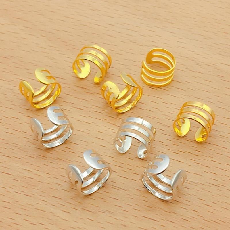 50-200 Pcs/lot Dreadlocks Beads Wig Ornament Hair Rings Twisted Braid Spring Three Strand Braid Hollow Decorative Tools Braiding