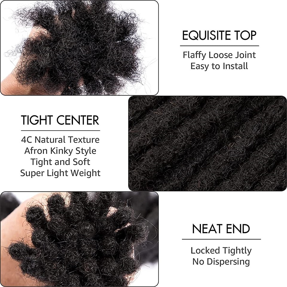 Dreadlocks Brazilian Human Hair Strand Crochet Braid Hair Loc Extension 0.4 0.6 cm Kinky Braiding Bundles Microlocks Wholesale