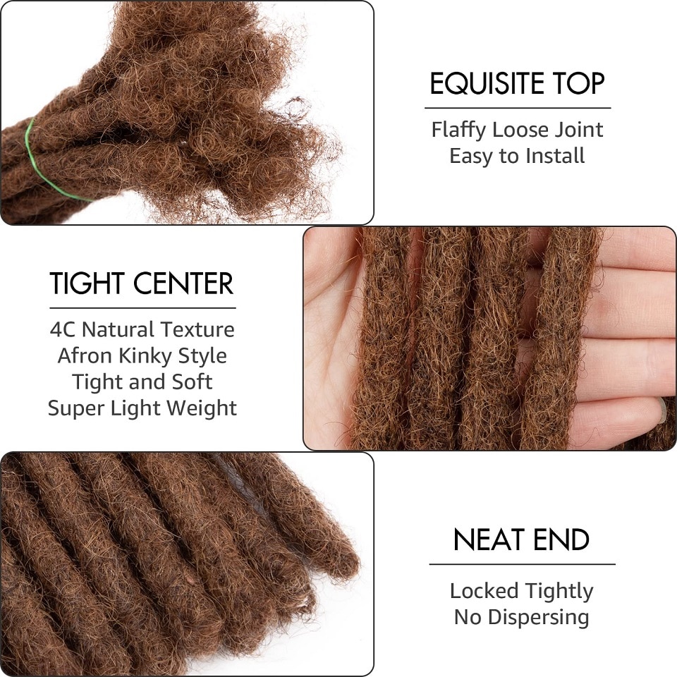 Dreadlocks Brazilian Human Hair Strand Crochet Braid Hair Loc Extension 0.4 0.6 cm Kinky Braiding Bundles Microlocks Wholesale