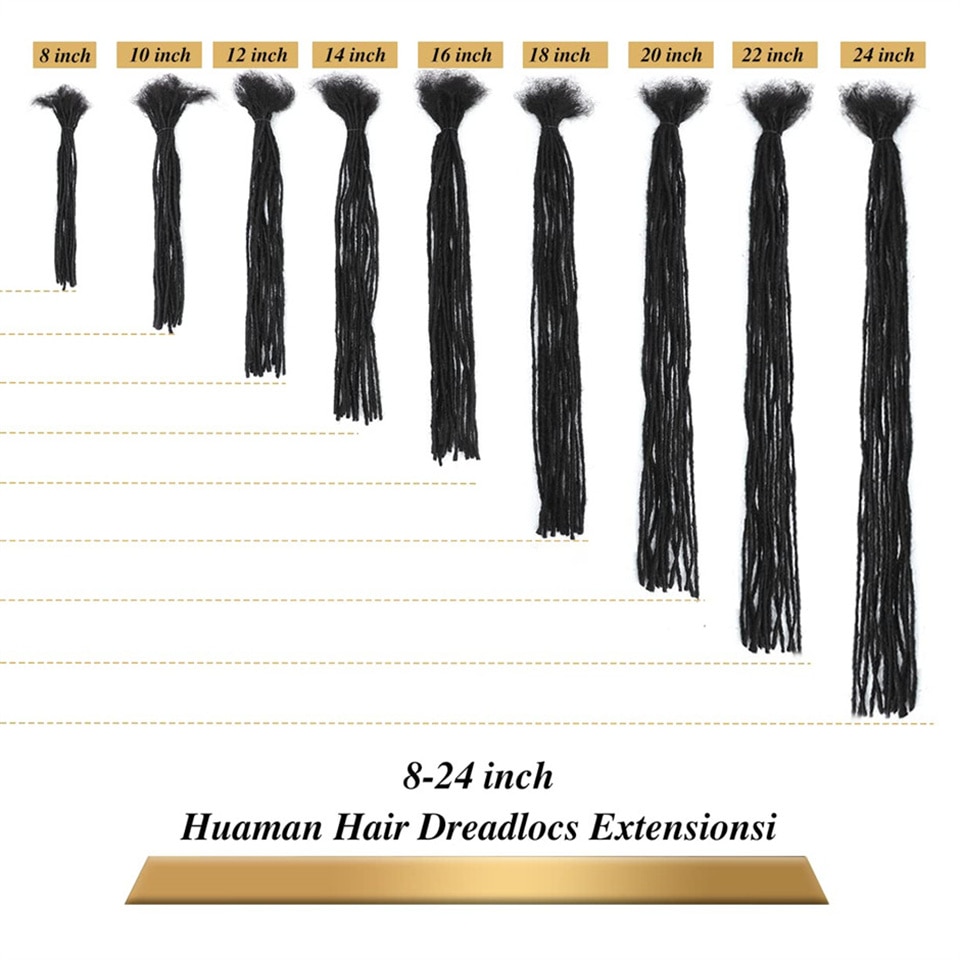 Real Brazilian Human Hair Dreadlocks Hair Extensions For Man/Women 0.6cm Thickness Permanent Loc Extensions 40 Strands 8Inch