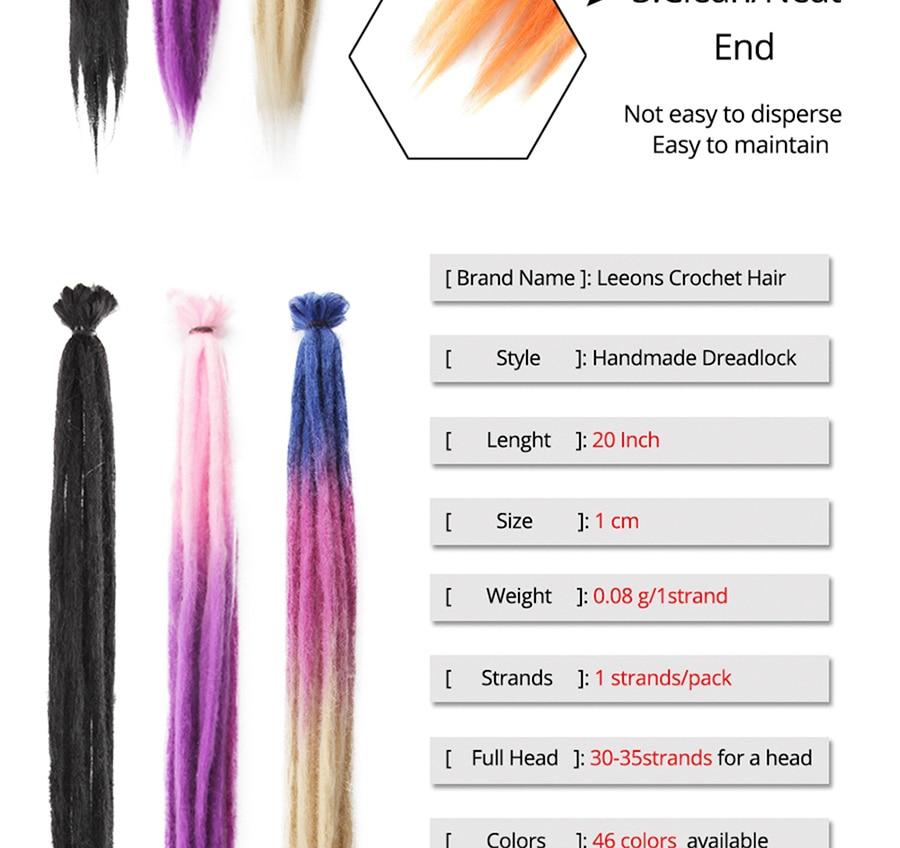 Leeons Synthetic Dreadlocks Crochet Braids Hair Extension For Black Women 5Pcs/Pack Ombre Colored Dreadlocks Hair Accessories