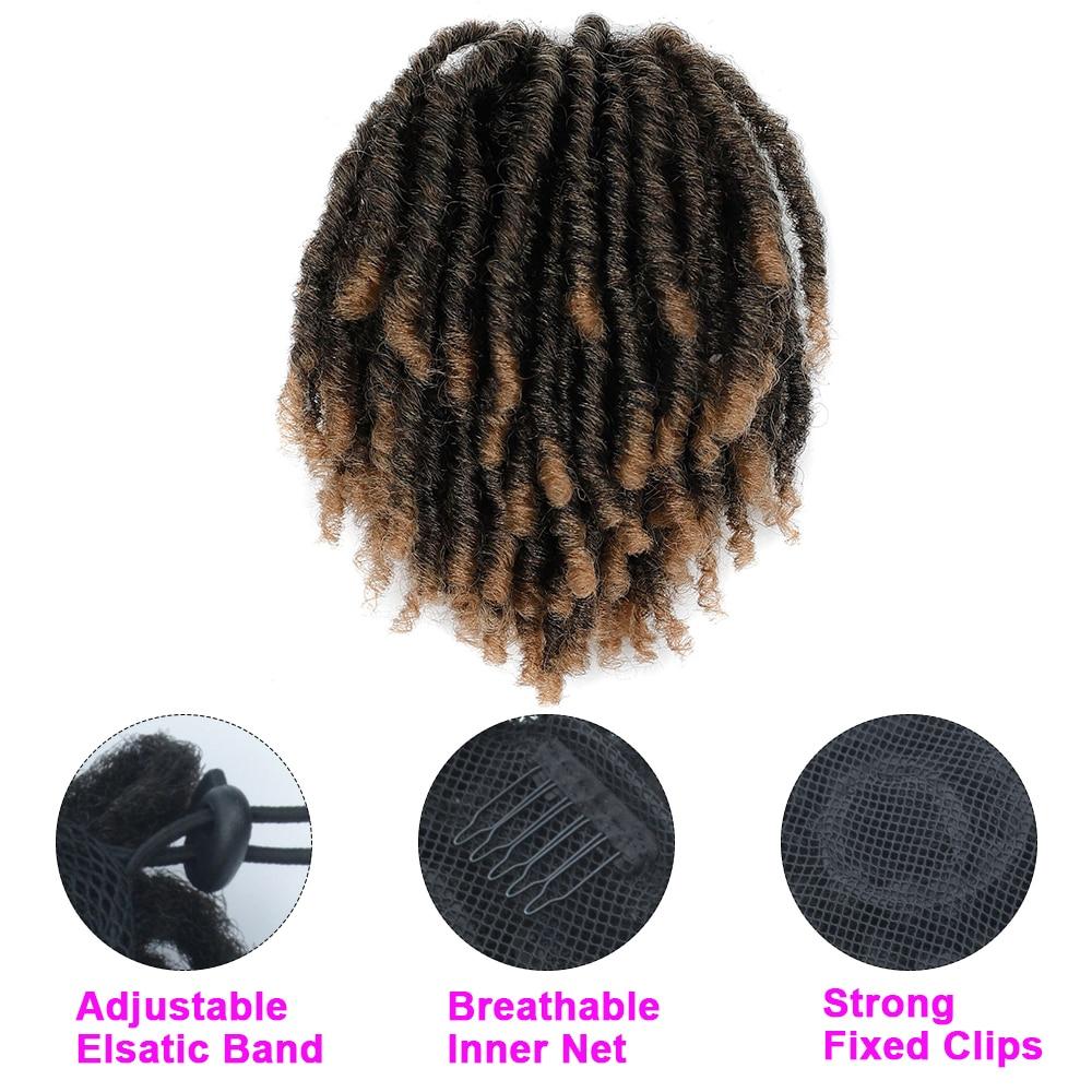 Short DreadLocks Bun Loc Accessories Clip in on Ponytails Hair Extensions Fake Ponytail Synthetic Hair Pieces for Black Women