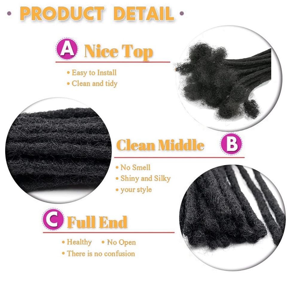 Afro Kinky Crochet Dreadlocks Human Hair Extensions Bulk Handmade Braiding Hair Extensions for Crochet Braids 0.4 0.6cm Sale