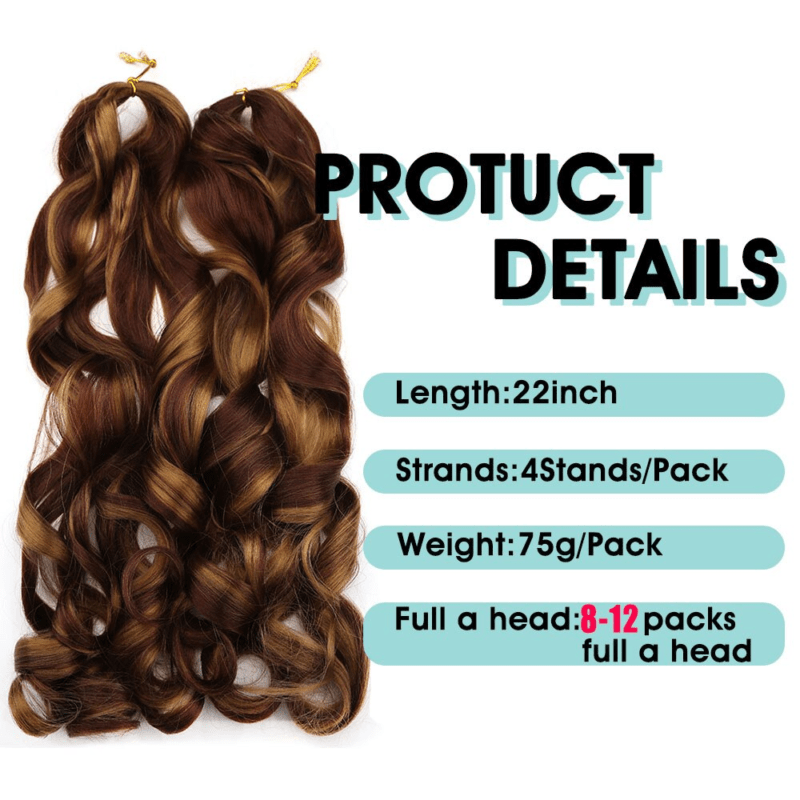 Loose Wave Braiding Hair Extensions Spiral Curls Crochet Hair Pre Stretched French Curls Ombre Braids Hair - Image 3