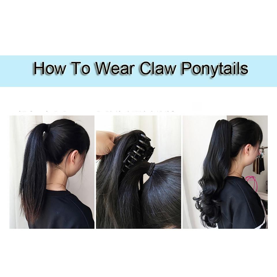 WTB Synthetic Long Wavy Claw on Hair Tail False Hair Ponytail Hairpiece Drawstring Wave Black Ponytail Extensions for Women