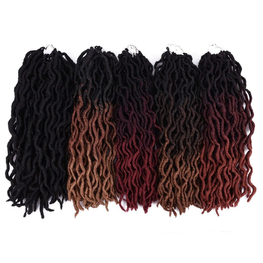 Goddess Nu Locs Soft Curly Faux Locs Crochet Hair Braids 18inch Synthetic Ombre Braiding Hair Extensions Pre Loop