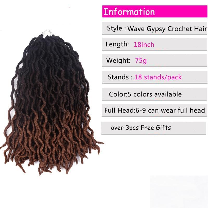 Goddess Nu Locs Soft Curly Faux Locs Crochet Hair Braids 18inch Synthetic Ombre Braiding Hair Extensions Pre Loop