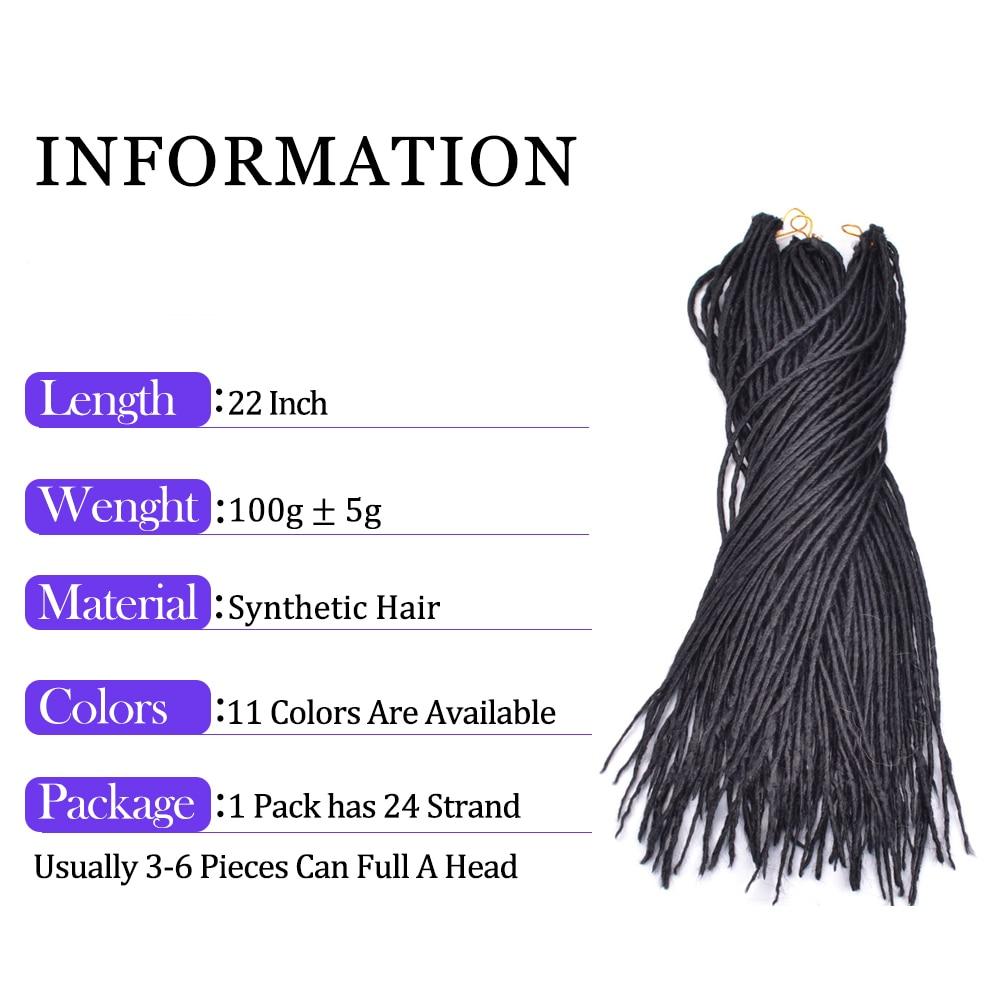 22inch 24Strands Long Straight Dreadlocks Hair Extensions Synthetic Crochet Braids For Black White Men Women Fashion Hairstyle