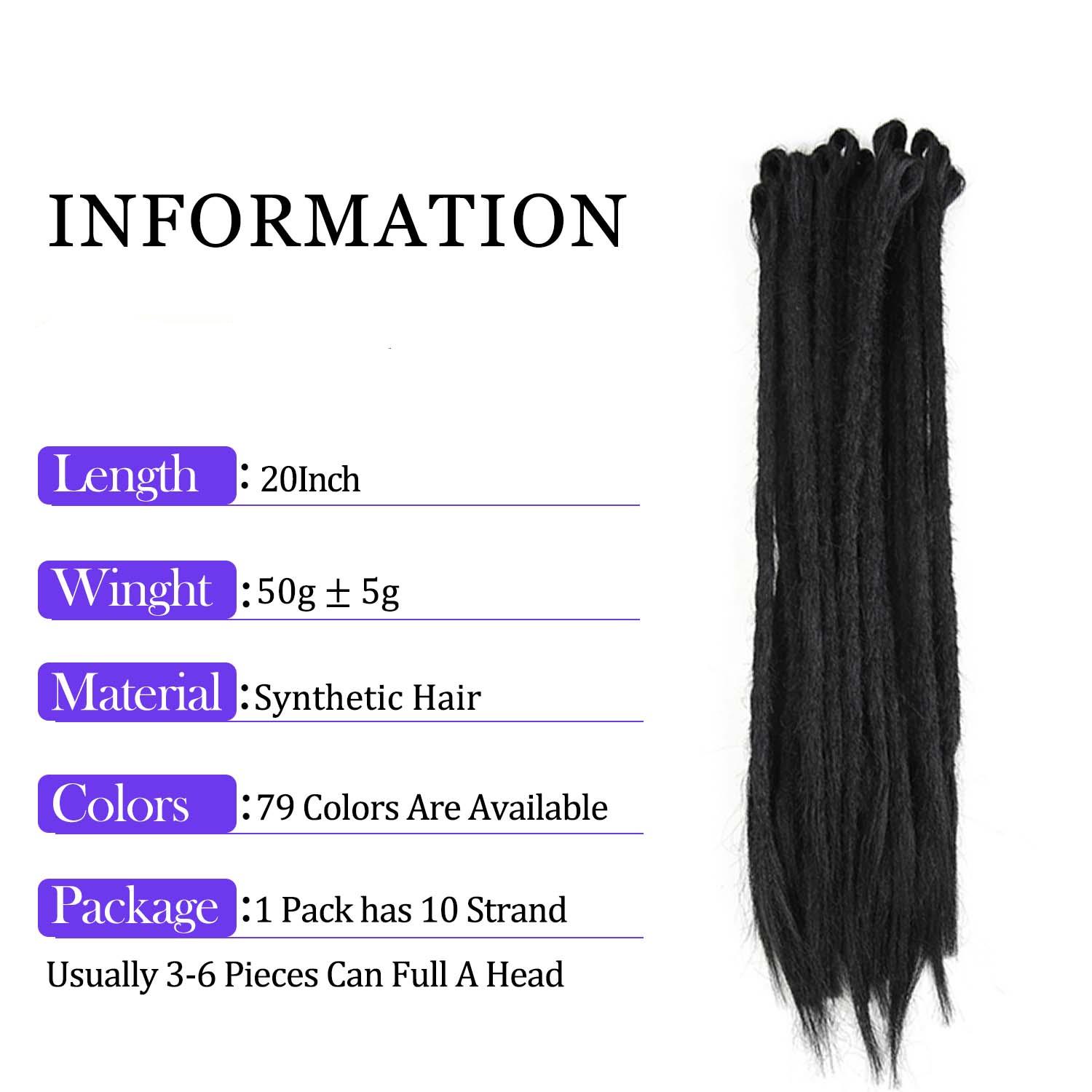 20 Inch Handmade Dreadlocks Extensions Crochet Braids Hairpieces Reggae Hair Hip-Hop Hairstyles Braided Hair For Afro Women Men