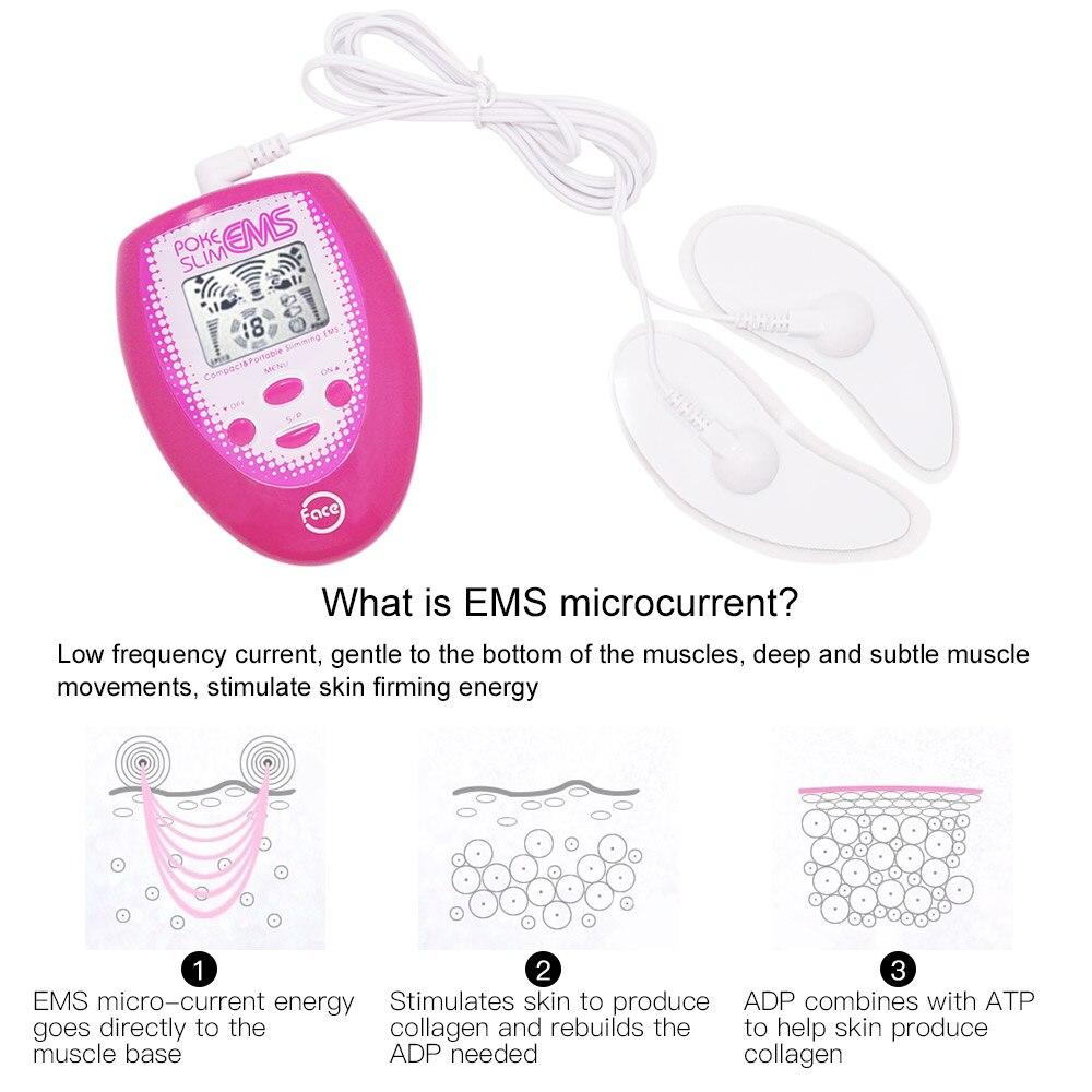 Electric Face Slimming Skin Lift EMS Massager Facial Muscle Stimulation Anti Aging Wrinkle With Electrode Pads