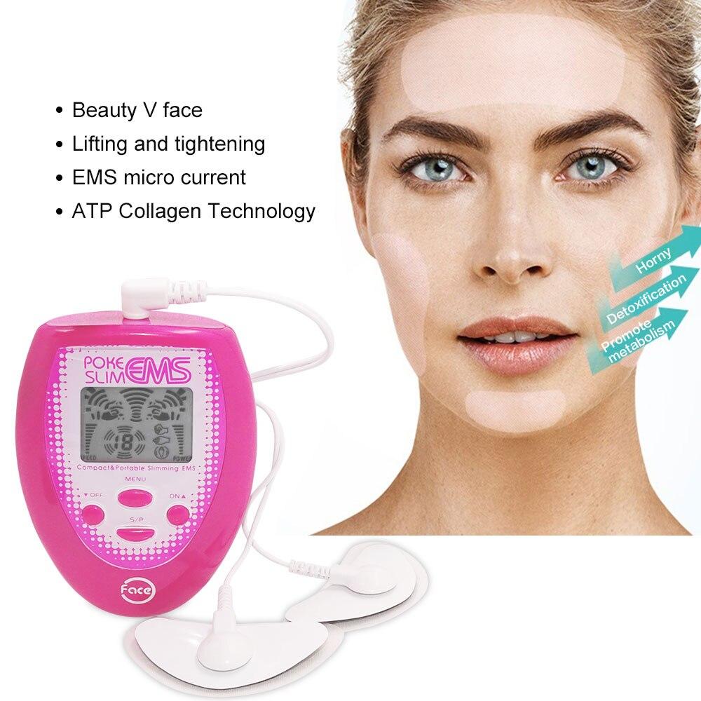 Electric Slimming Facial Massager V-Face Trainer Jaw Exerciser Skin Lift EMS Face Pulse Muscle Stimulator With Electrode Pads