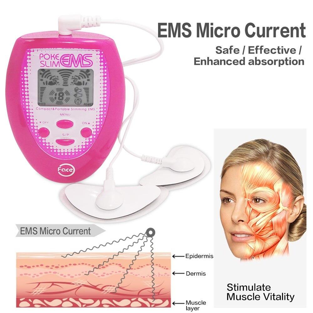 Electric Face Slimming Skin Lift EMS Massager Facial Muscle Stimulation Anti Aging Wrinkle With Electrode Pads