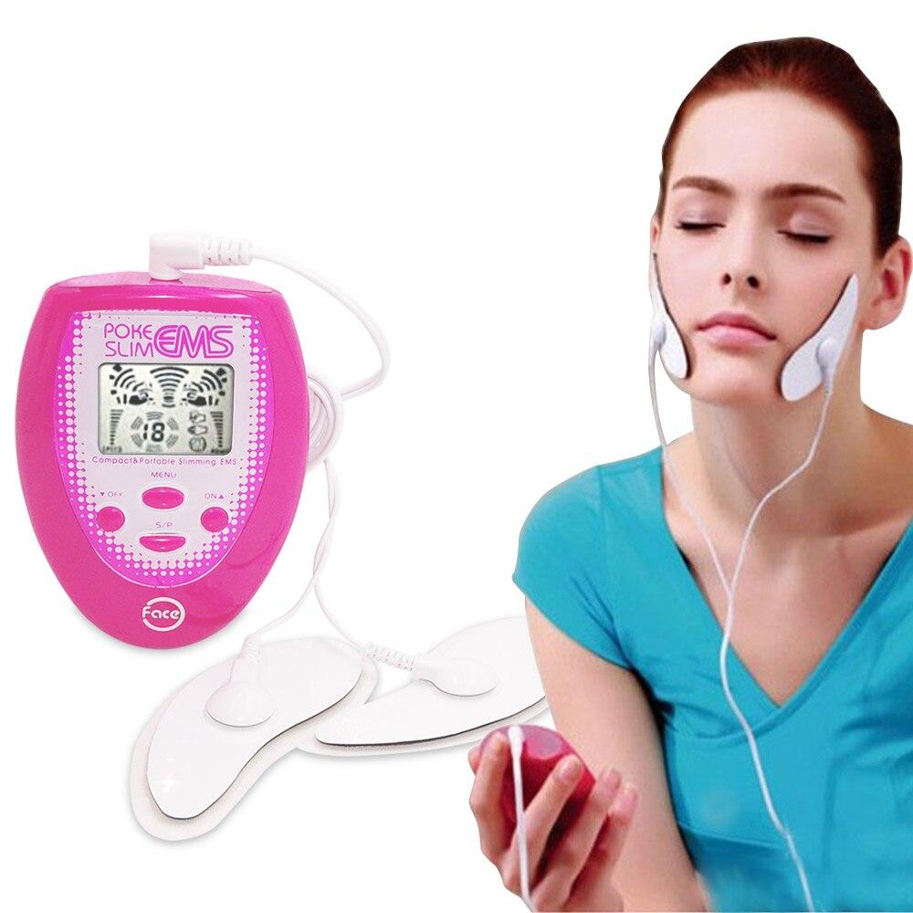 Electric Slimming Facial Massager V-Face Trainer Jaw Exerciser Skin Lift EMS Face Pulse Muscle Stimulator With Electrode Pads