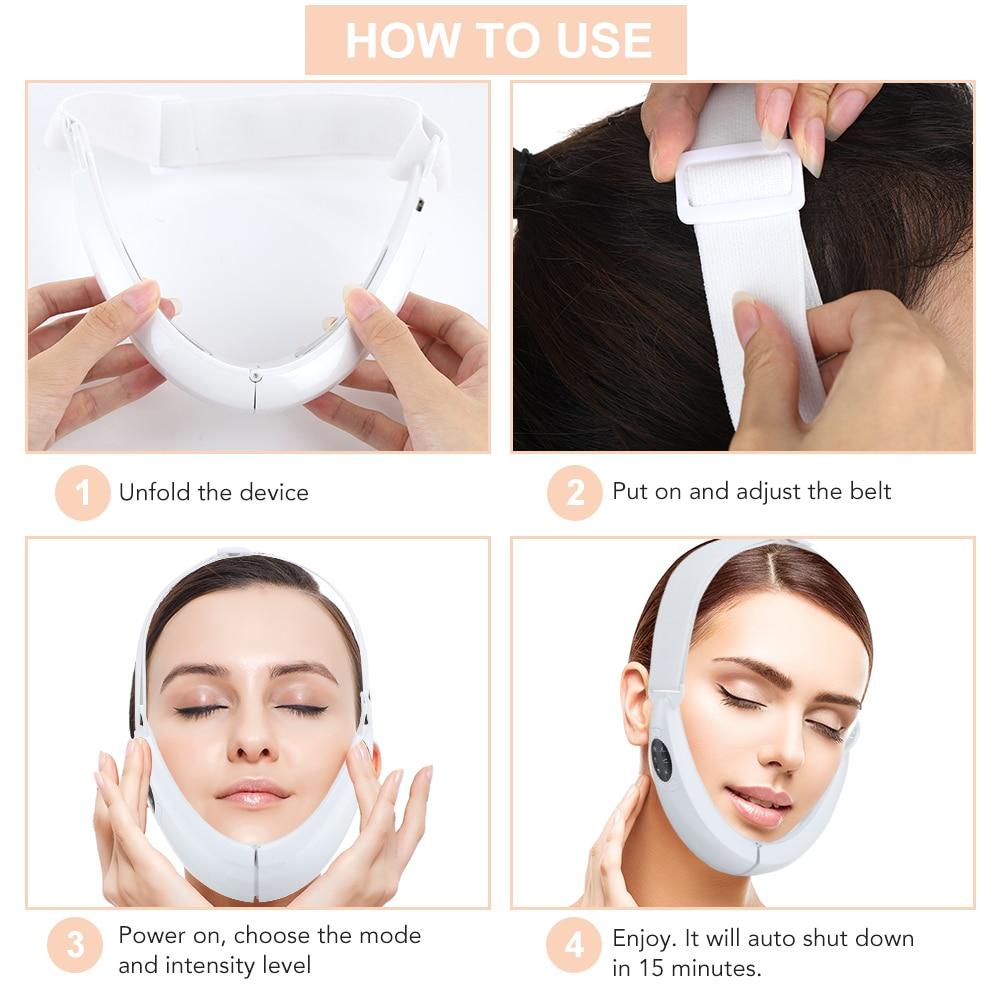 EMS Face Lifting Device LED Photon Therapy Vibration Facial Massager Face Slimming Double Chin Removal V Line Lift Belt SkinCare