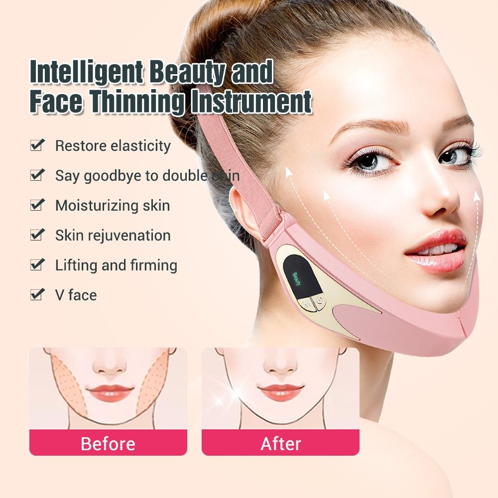 Smart Massager Lifting V-face Face-lifting Belt Face Slimming Vibration Massager Heated Firming Skin Eliminate Facial Edema