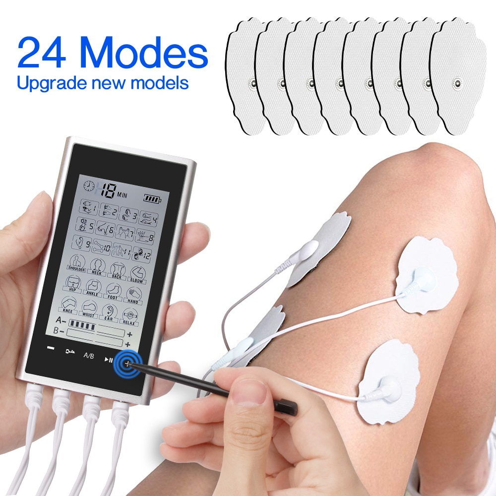 4 Output EMS Eletric Muscle Stimulator 24 Modes Physiotherapy Tens Machine Acupuncture Massage Digital Body Massager