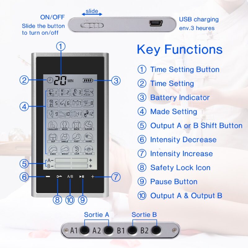 24 Modes 4 Output EMS Electric Complex Muscle Tens Machine Stimulation Professional Electrostimulation 4Output Channel Physiotherapy Massage - Image 3