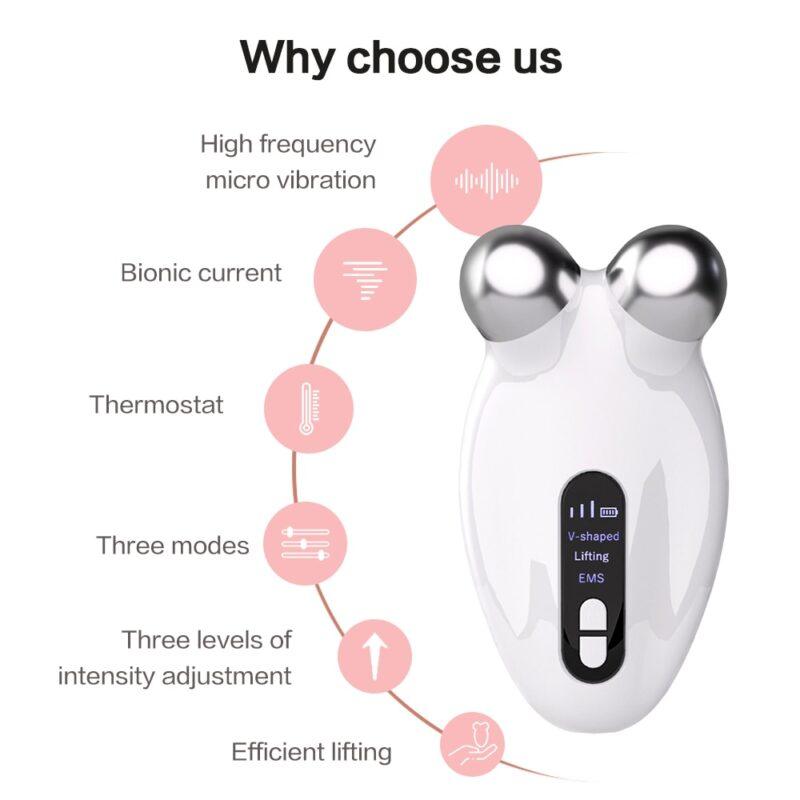 Face Lifting Machine V-Face Roller Massager EMS Facial Massager Roller Microcurrent Skin Rejuvenation Anti-Wrinkle Beauty Device - Image 3