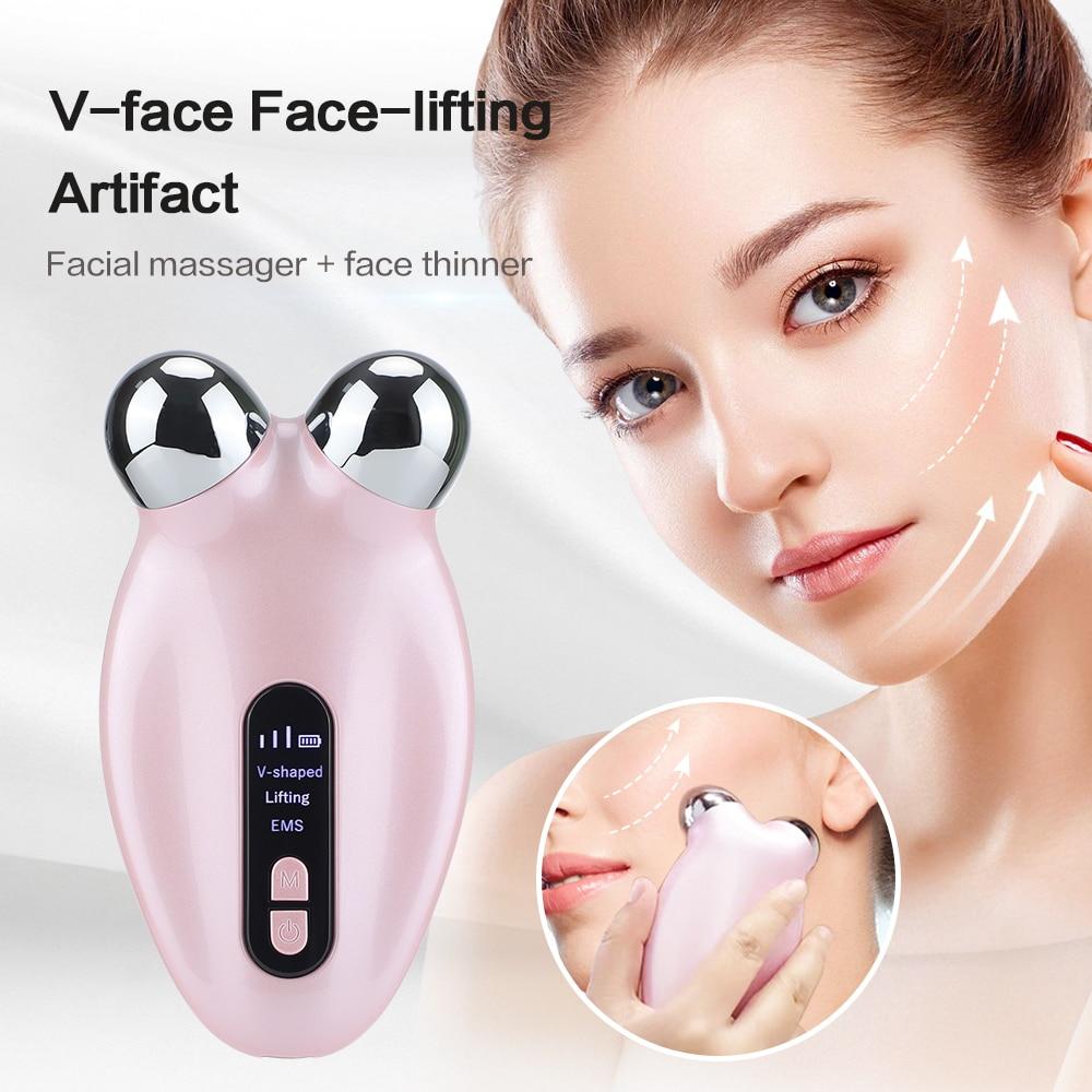 EMS Facial Massager Roller Microcurrent Face Lifting Machine V-Face Roller Massager Skin Rejuvenation Anti-Wrinkle Beauty Device