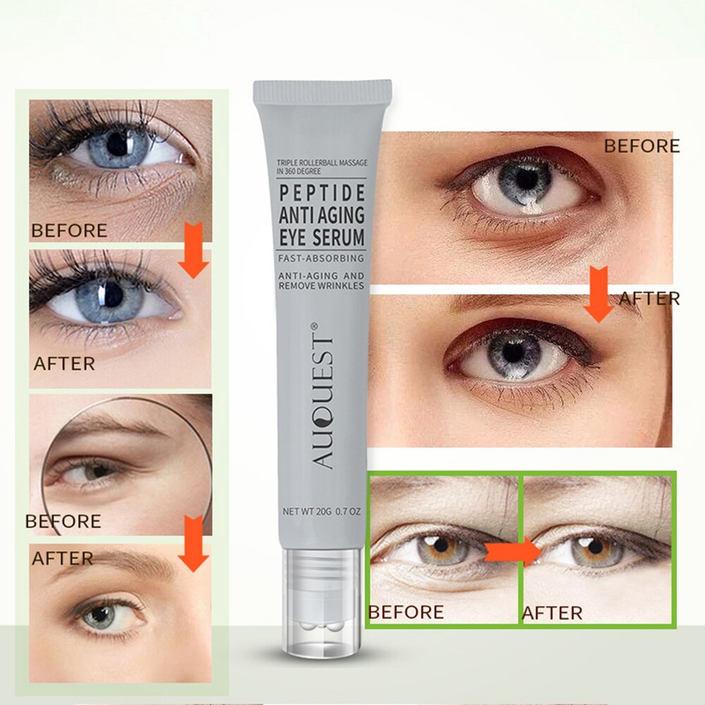 Peptide Ageless Eye Serum Cream Anti-Wrinkle Collagen Remove Dark Circles Care Gel Roller Massage For Firming Wrinkle Puffy Eye Care 20g