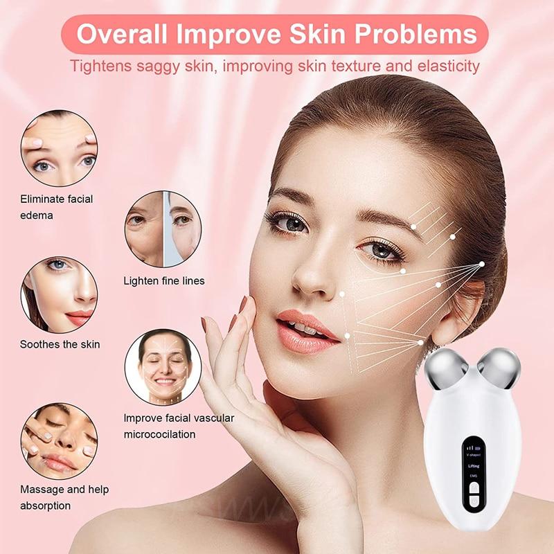 EMS Facial Massager Roller Microcurrent Face Lifting Machine V-Face Roller Massager Skin Rejuvenation Anti-Wrinkle Beauty Device