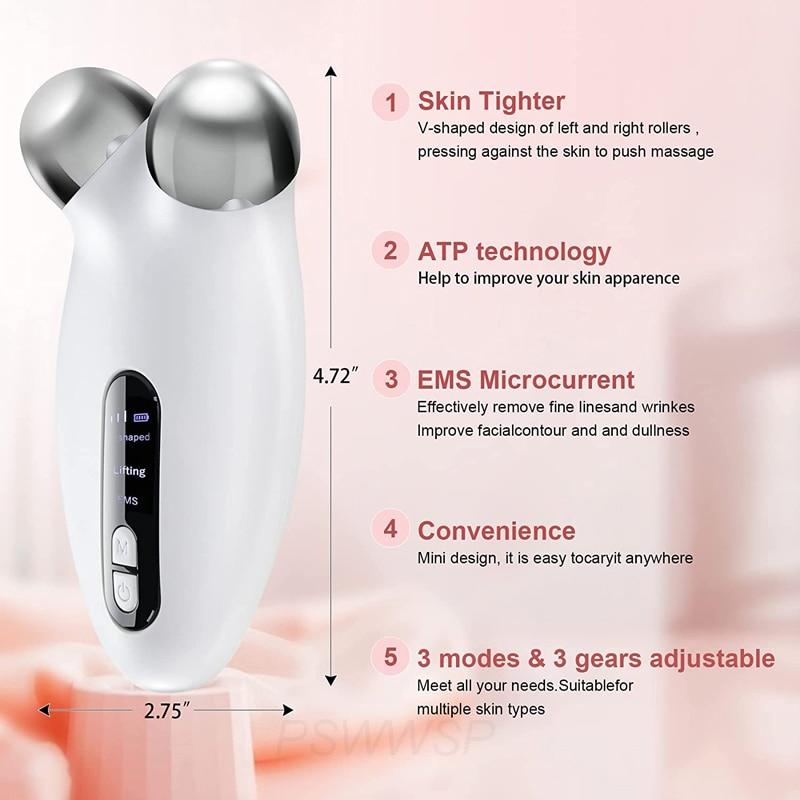 EMS Facial Massager Roller Microcurrent Face Lifting Machine V-Face Roller Massager Skin Rejuvenation Anti-Wrinkle Beauty Device