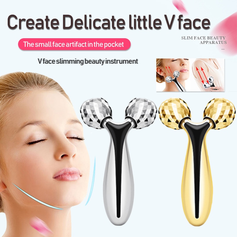 2Colors Face-lifting Instrument 3D Manual Roller Face Lifting Shape V-shaped Face 2 Rounds Shaping Body Face Massage Beauty Tool