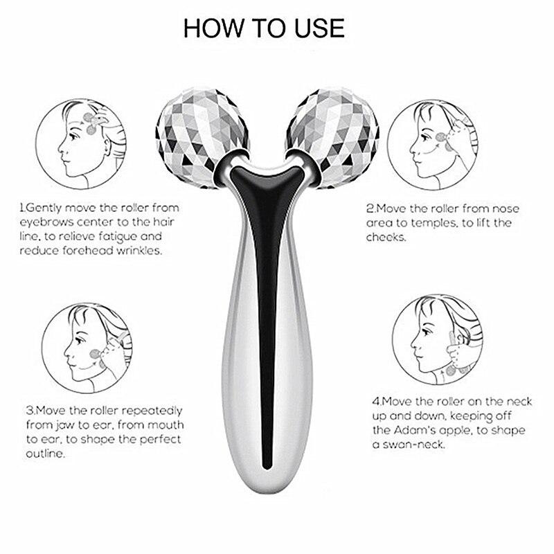 2Colors Face-lifting Instrument 3D Manual Roller Face Lifting Shape V-shaped Face 2 Rounds Shaping Body Face Massage Beauty Tool