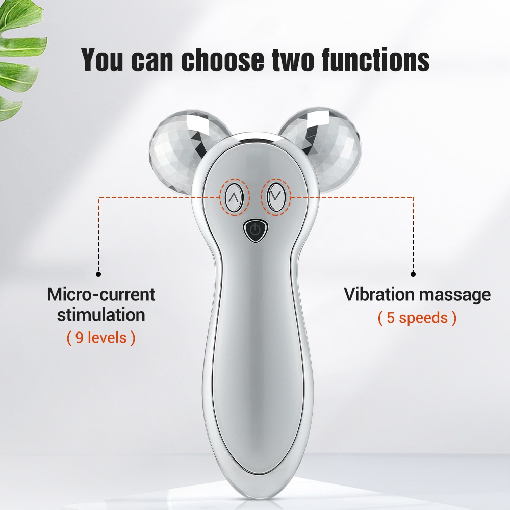 3D Roller V Face Lifting Massager Micro Current Skin Firming Wrinkle Removal Device Facial Body Slimming Shaping Massage Machine