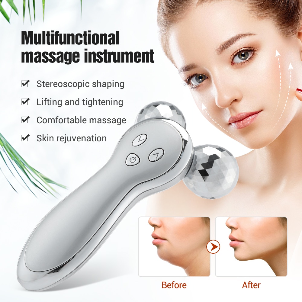 3D Roller V Face Lifting Massager Micro Current Skin Firming Wrinkle Removal Device Facial Body Slimming Shaping Massage Machine