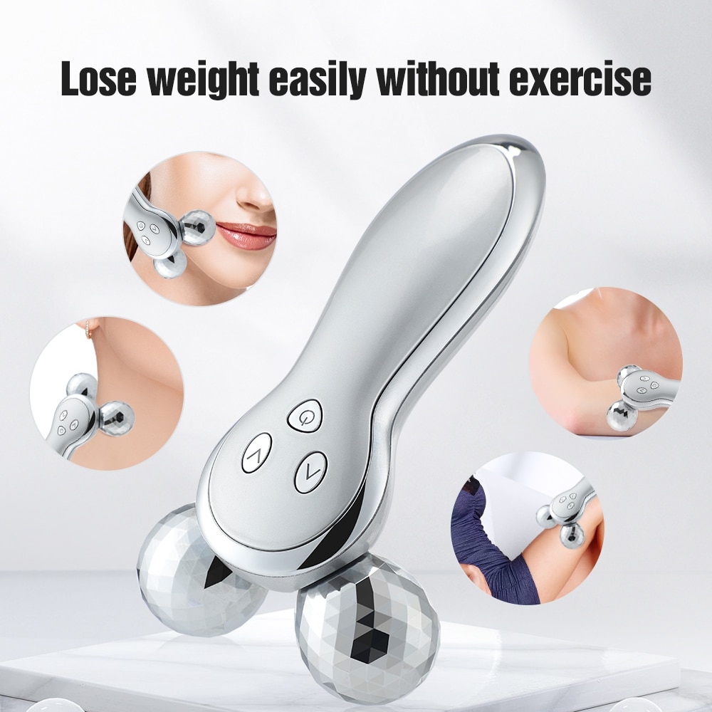 3D Roller V Face Lifting Massager Micro Current Skin Firming Wrinkle Removal Device Facial Body Slimming Shaping Massage Machine