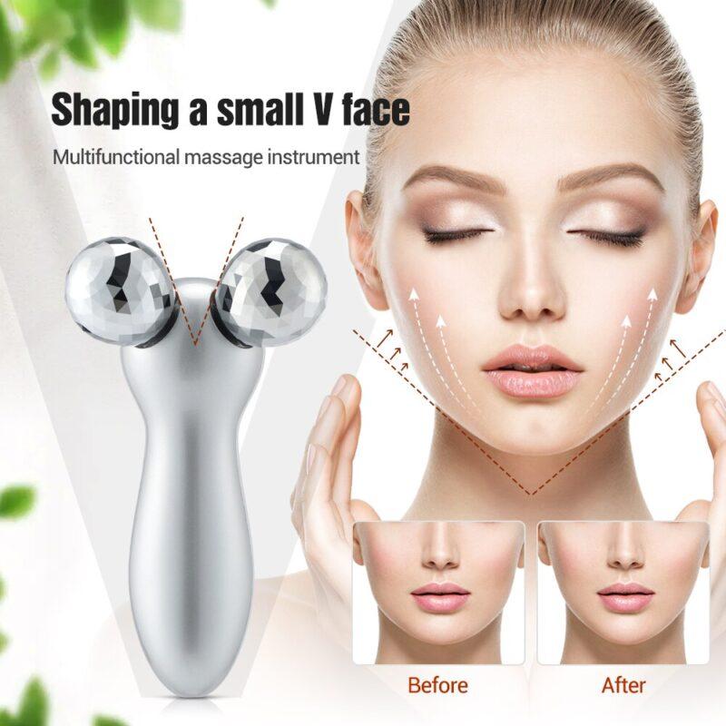 Microcurrent 3D Roller Face Massager Face Lifting Firming Tool Anti Wrinkles Slimming Shaping USB - Image 2