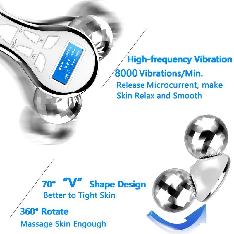 4D Roller Microcurrent Face Shaping Tool Vibration Facial Lifting Device Anti Wrinkles Remove Double Chin V Face Slim Massager