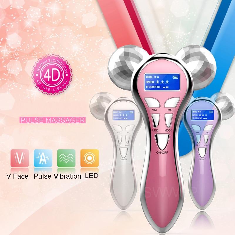 4D Roller Microcurrent Face Shaping Tool Vibration Facial Lifting Device Anti Wrinkles Remove Double Chin V Face Slim Massager