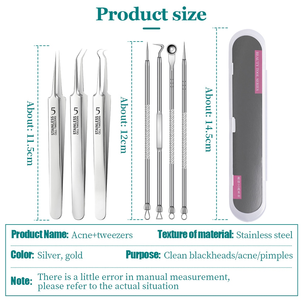 Blackhead Acne Needle Cell Pimples Blackhead Clip Tweezers Black Head Comedone Acne Blemish Extractor Beauty Face Skin Care Tool