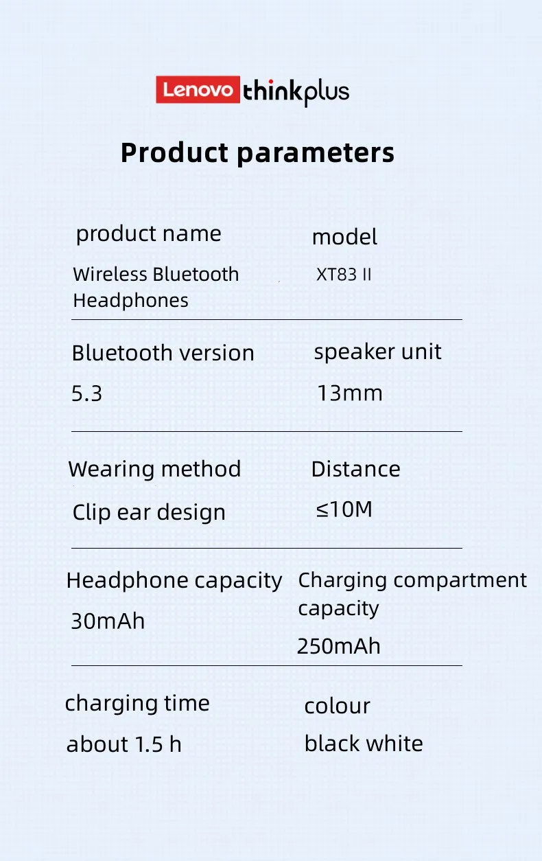 Lenovo XT83II High-Quality Wireless Ear Buds with Touch Control Mic HD Voice Earbuds Sports Headset