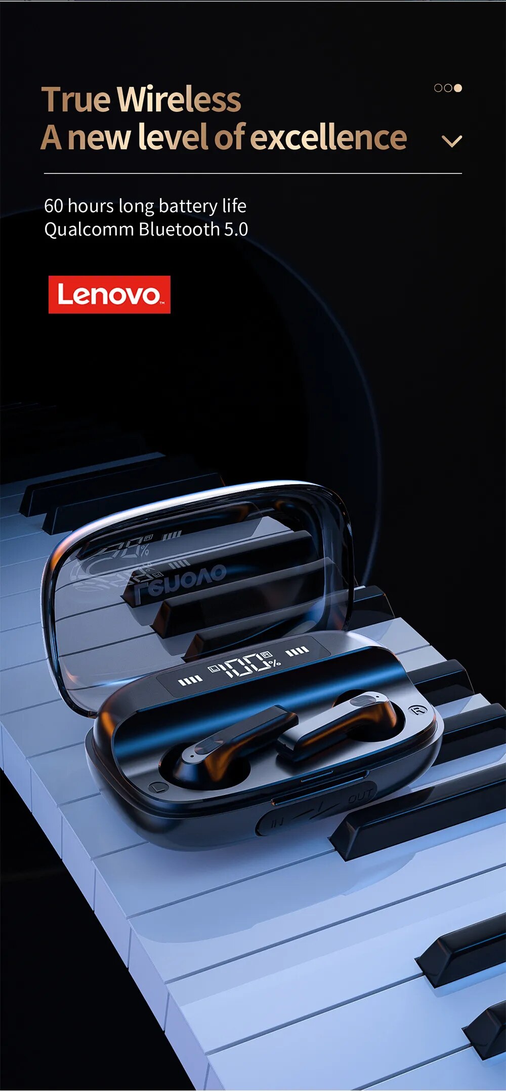 Original Lenovo QT81 TWS Upgraded Bluetooth Headset Wireless Earphone with Microphone Touch Control 5.0 Mini Sports Headphone
