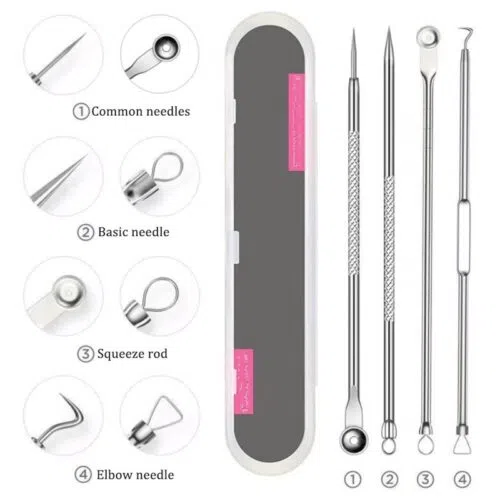 Blackhead Acne Needle Pimple Remove Tool Pimple Extractor Stainless Steel Blackspot Removal 4/9PCS