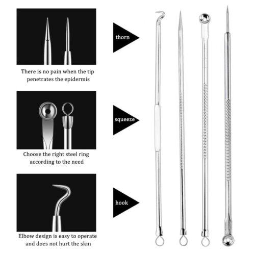 Blackhead Acne Needle Pimple Remove Tool Pimple Extractor Stainless Steel Blackspot Removal 4/9PCS