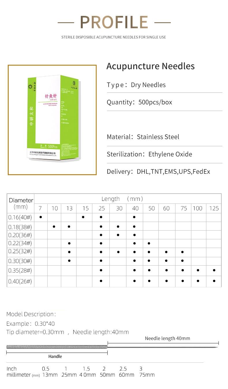 ZHONGYAN TAIHE 500 Pcs Acupuncture Needle with Tube ALL Size Acupuncture Disposable Sterile Beauty 1 BOX Massage Sterilze Needle