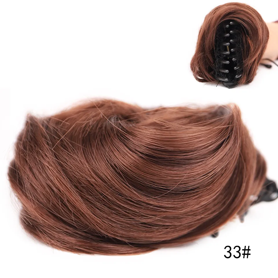 Synthetic Curly Bun Messy Claw Chignon Clip Hair Bun Curly Wig Messy Scrunchies Hairpiece Clip in Hair Tail Extension For Women