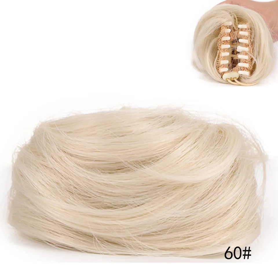 Synthetic Curly Bun Messy Claw Chignon Clip Hair Bun Curly Wig Messy Scrunchies Hairpiece Clip in Hair Tail Extension For Women