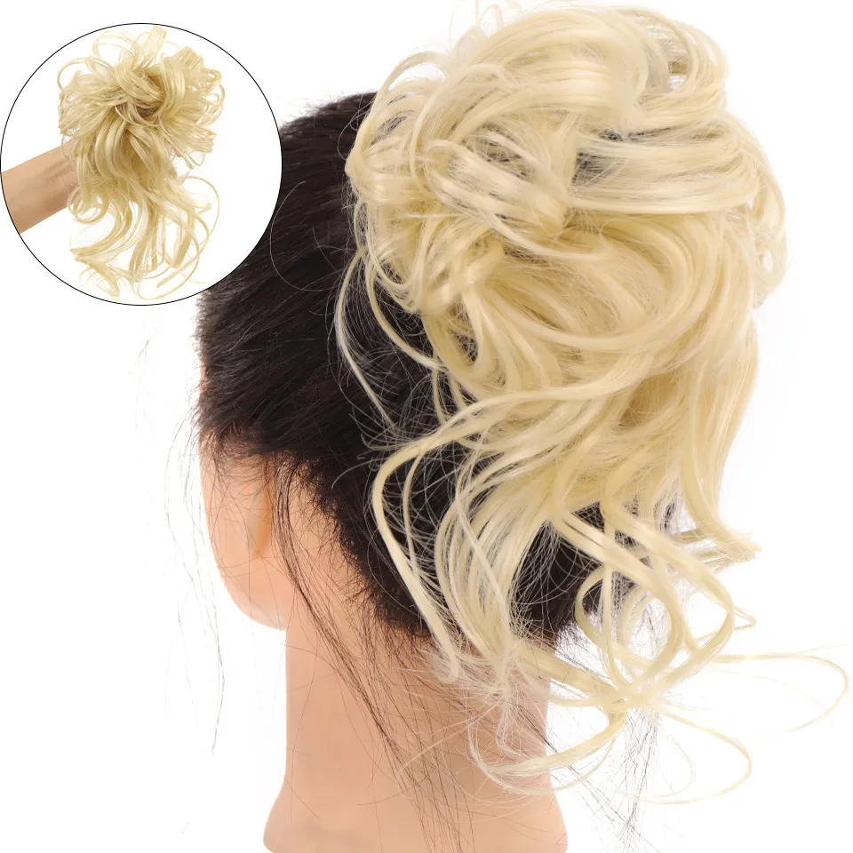 Synthetic Curly Bun Messy Claw Chignon Clip Hair Bun Curly Wig Messy Scrunchies Hairpiece Clip in Hair Tail Extension For Women