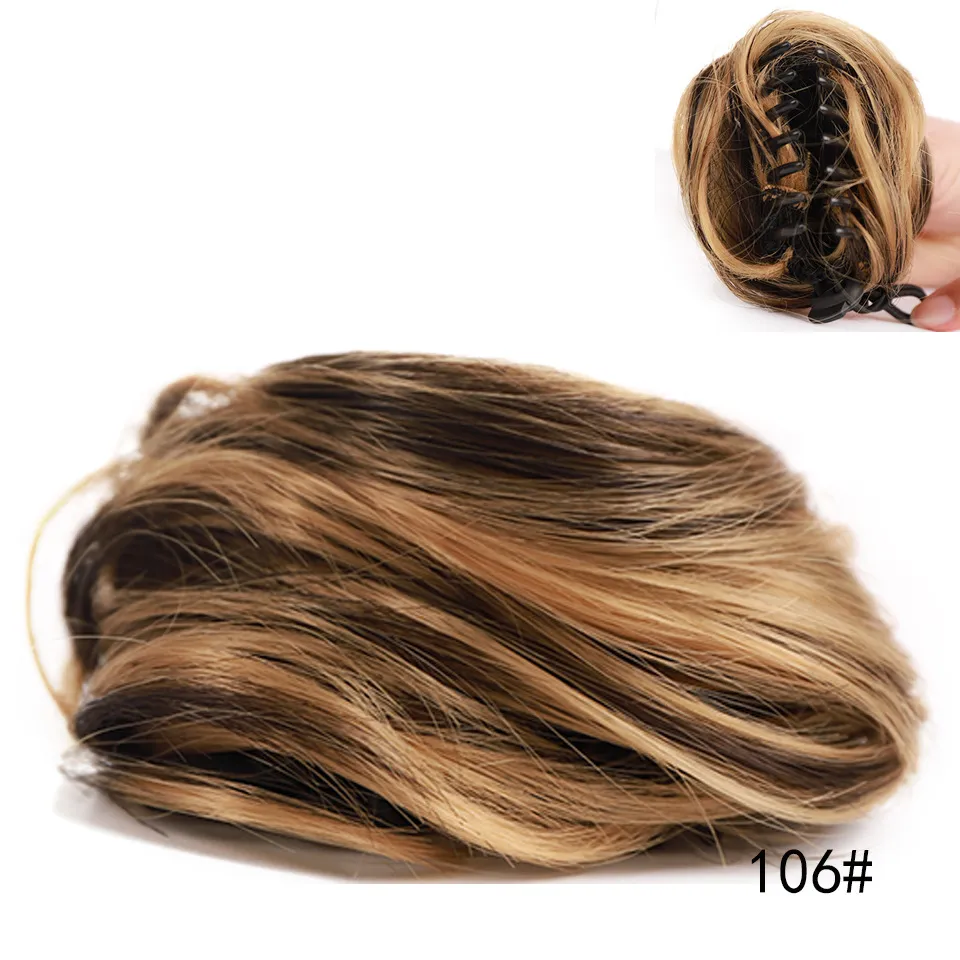 Synthetic Curly Bun Messy Claw Chignon Clip Hair Bun Curly Wig Messy Scrunchies Hairpiece Clip in Hair Tail Extension For Women