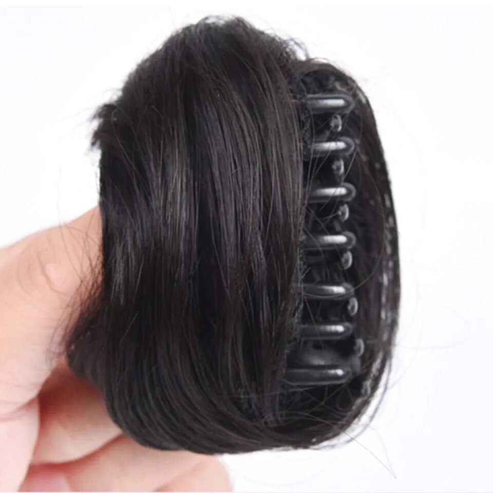 Synthetic Curly Bun Messy Claw Chignon Clip Hair Bun Curly Wig Messy Scrunchies Hairpiece Clip in Hair Tail Extension For Women