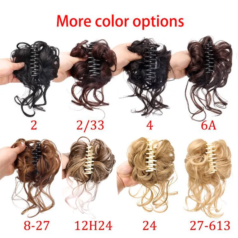 Claw Chignon Curly Hair Bands Messy Bun Hairpiece for Women Scrunchy Natural Clip-on Hair